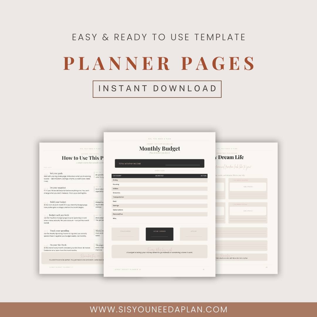 SYNAP Budget Planner — Digital PDF